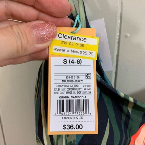 Kona Sol Medium Coverage Green Multi Tropical One Piece Swimsuit S 4 6 NEW - Picture 7 of 11